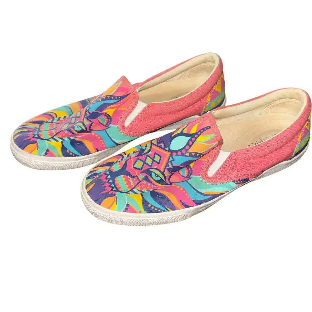 Bucket Feet Lion King Slip On Shoes Size 7 Wild Print Canvas Multi Pink Lion